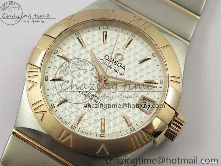 0312 Stylish Constellation 38mm SS RG VSF 1:1 Best Edition WhiteTextured Dial on SS RG Bracelet A8500 Super Clone 7921